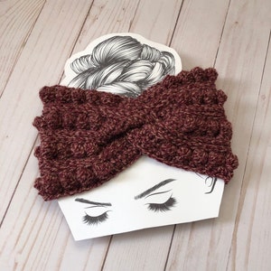 Adult Chunky Knot Headband, Adult Soft and Stretchy Headband, Twisted Knit Headband, Earwarmer Headwarmer ,  Scarlet Rose