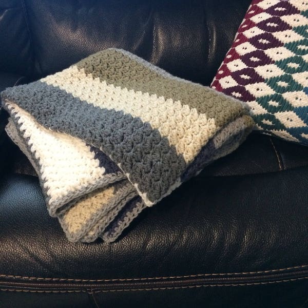 Gray Crochet Blanket, Blanket, Throw Blanket, Grey Throw Blanket, Chunky Crochet Throw, Crochet Blankets, Crochet Throw, Grey Blanket