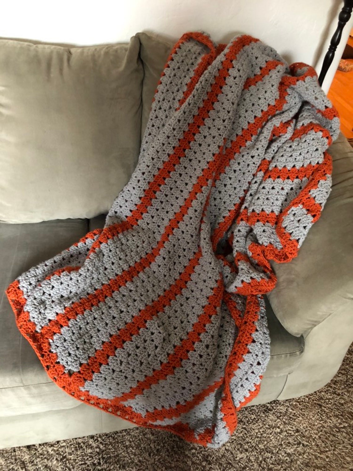 Gray Crochet Blanket Blanket Throw Blanket Grey Throw Etsy