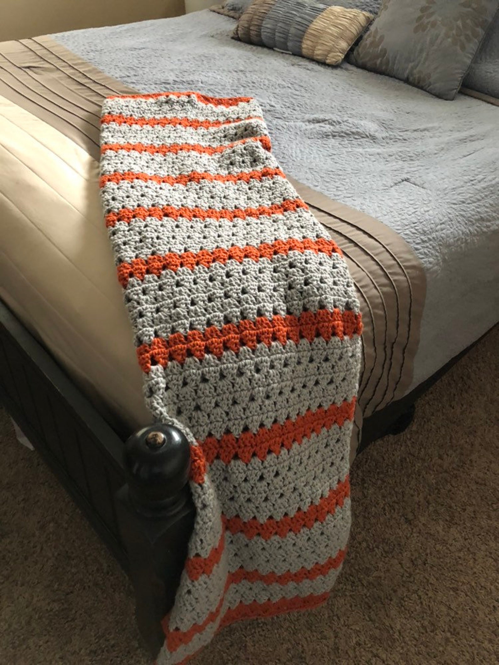 Gray Crochet Blanket Blanket Throw Blanket Grey Throw Etsy