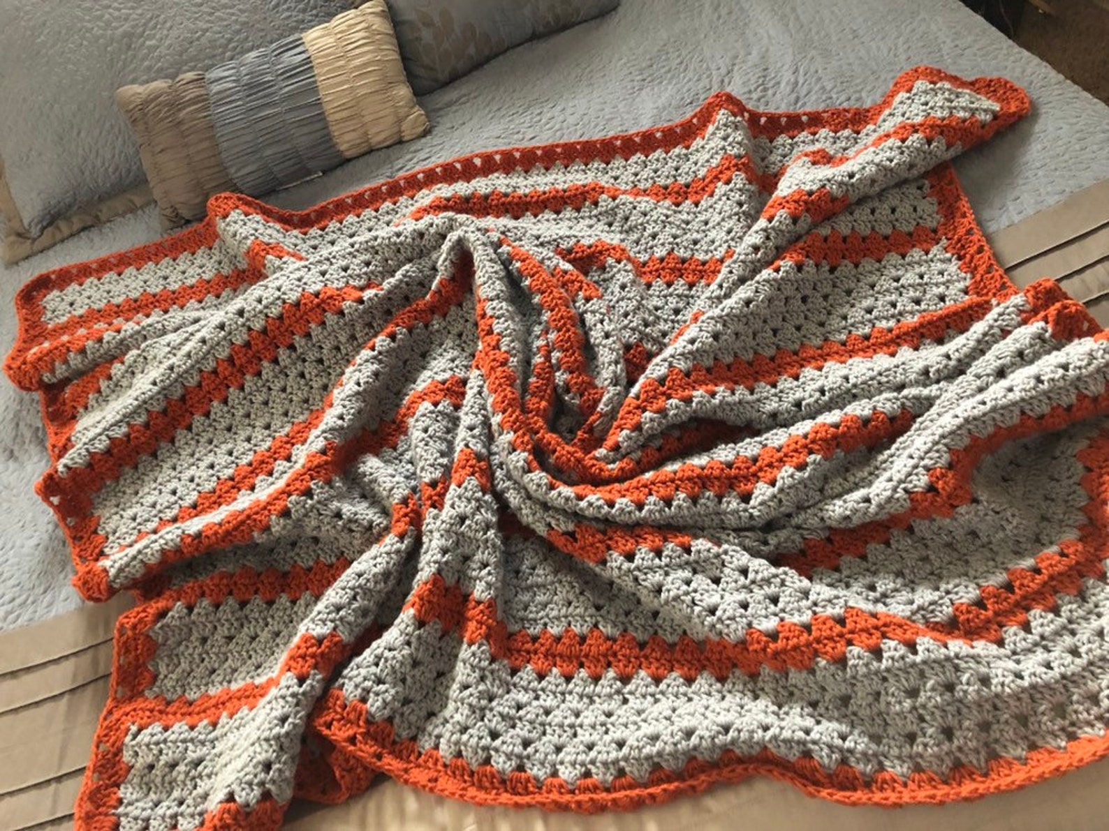 Gray Crochet Blanket Blanket Throw Blanket Grey Throw Etsy