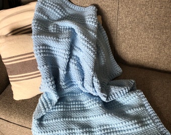 Handmade Baby Blanket, Baby Blanket ( Soft Blue )