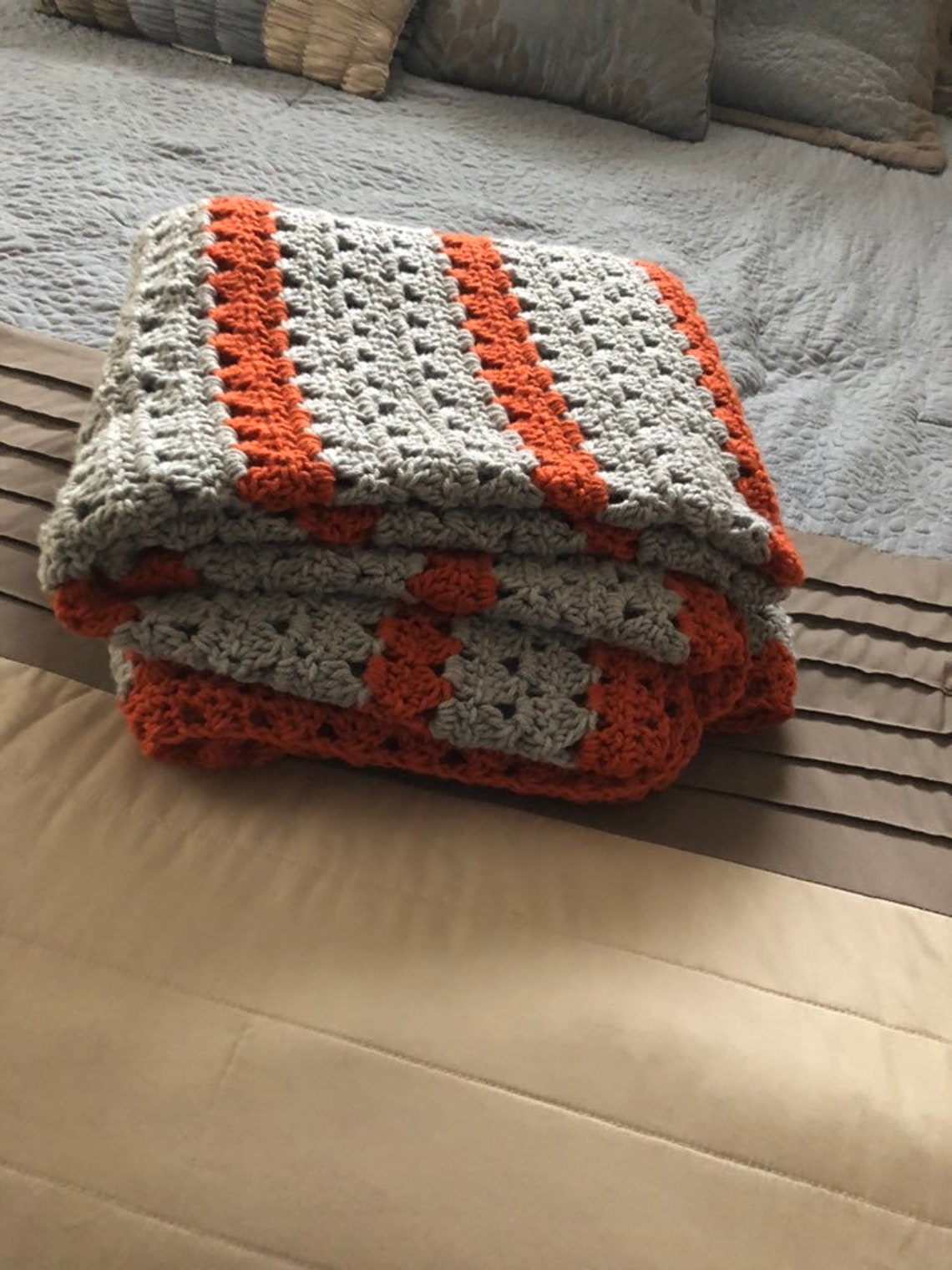 Gray Crochet Blanket Blanket Throw Blanket Grey Throw Etsy