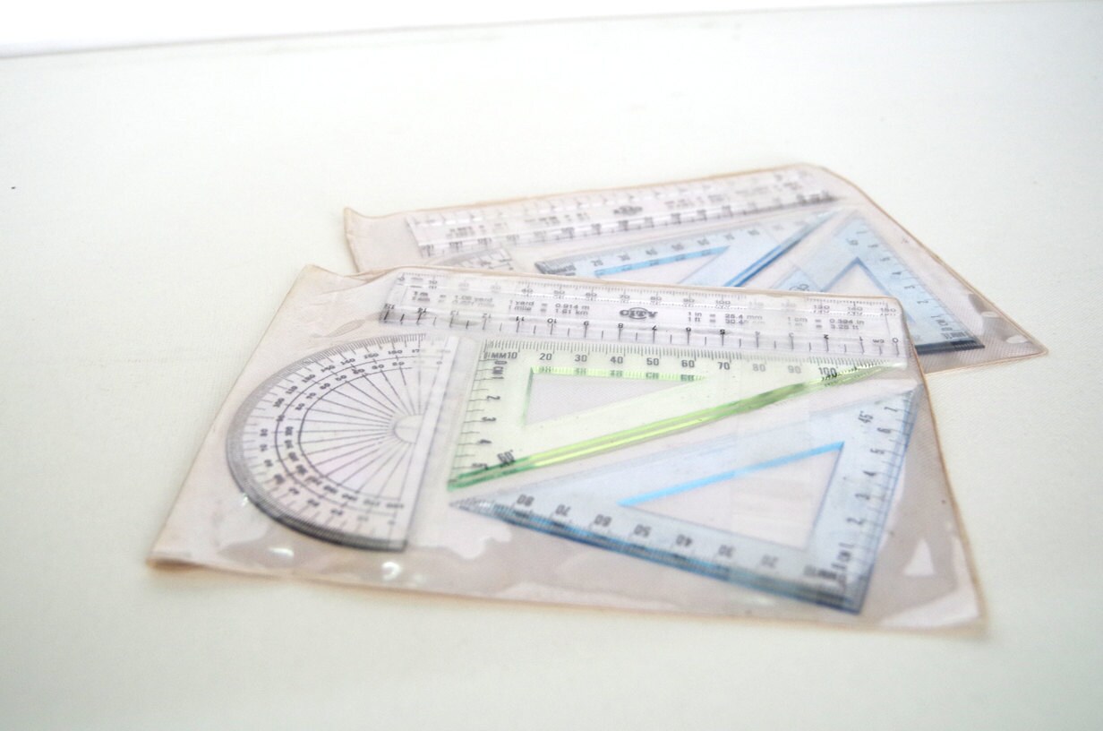 Ruler set protractor triangle rulers. Math nerd Math geek Etsy