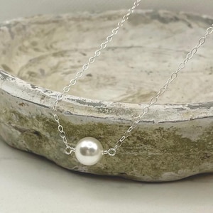 Dainty Swarovski Pearl Necklace for Wedding & Everyday Wear, Fold Filled or Sterling Silver Chain, 8mm White Pearl, Bridesmaid Gift