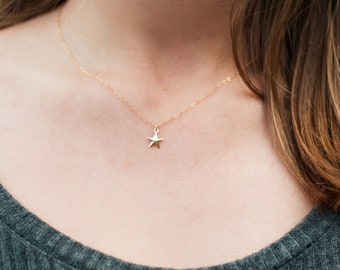 Gold Star Necklace Charm, Little Gold Necklace, Gold Filled, Dainty Gold Necklace, Thin Gold Necklace, Gold Charm Necklace, Gift for Her