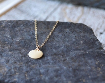 Matte Disc Circle Pendant in Gold Filled or Sterling Silver, Small Circle Charm Necklace, Gift for Her