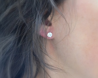 High Quality CZ Studs, Sterling Silver Studs, Diamond Stud, Round Diamond Post Earring, CZ Cubic Zirconia, April Birthstone, Bridal