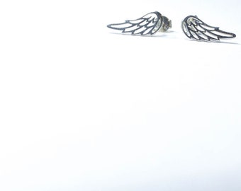 Angel Wing Studs, Sterling Silver Wing Earrings - Guardian Angel Post Earrings, Remembrance, Miscarriage Gift Loss of a Loved One
