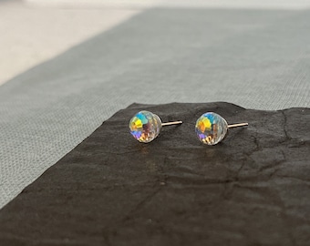 Swarovski Crystal AB Stud Earrings, Rainbow Crystal Ball Earrings, Sparkle Ball Earrings, Disco Ball, Prism Golf Ball