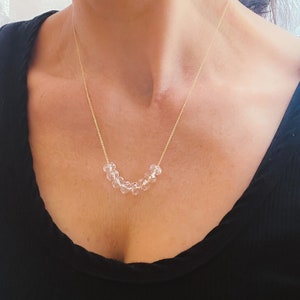 Gold Carrie Necklace, Swarovski Crystal Bridsmaid Necklace, Clear Crystal Necklace, Large Crystal Bridal Jewelry Set, Carrie Necklace