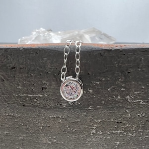 Solitario galleggiante, Argento sterling, Collana con castone CZ, Diamante zircone cubico, Regalo da damigella d'onore, Cristallo strass, Gioielli a strati