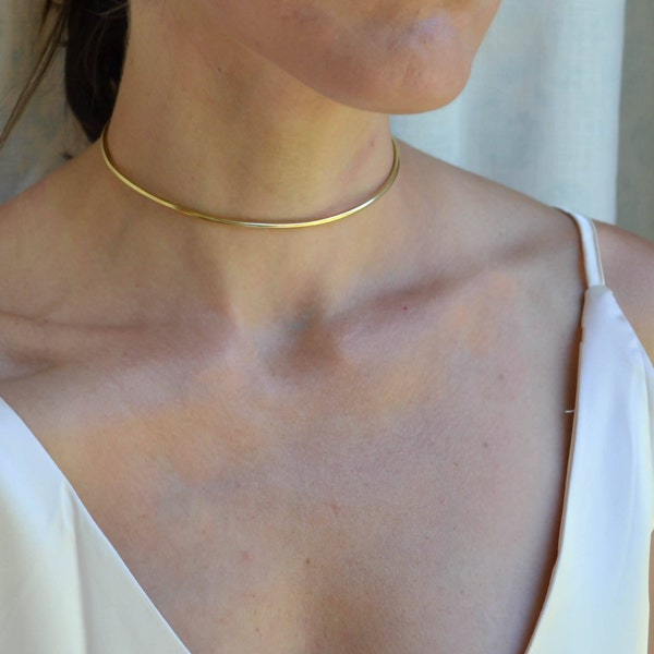 Eternity Collar, 14k Rose Gold Hals-Halsband, Rose Gold Filled Halsband, Rose Gold Metal Choker, Day Collar Discrete