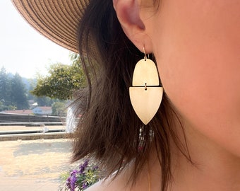 Pendientes grandes de latón macizo con relleno de oro, pendientes Boho Art Déco, pendientes de declaración de araña de latón dorado, estilo vintage