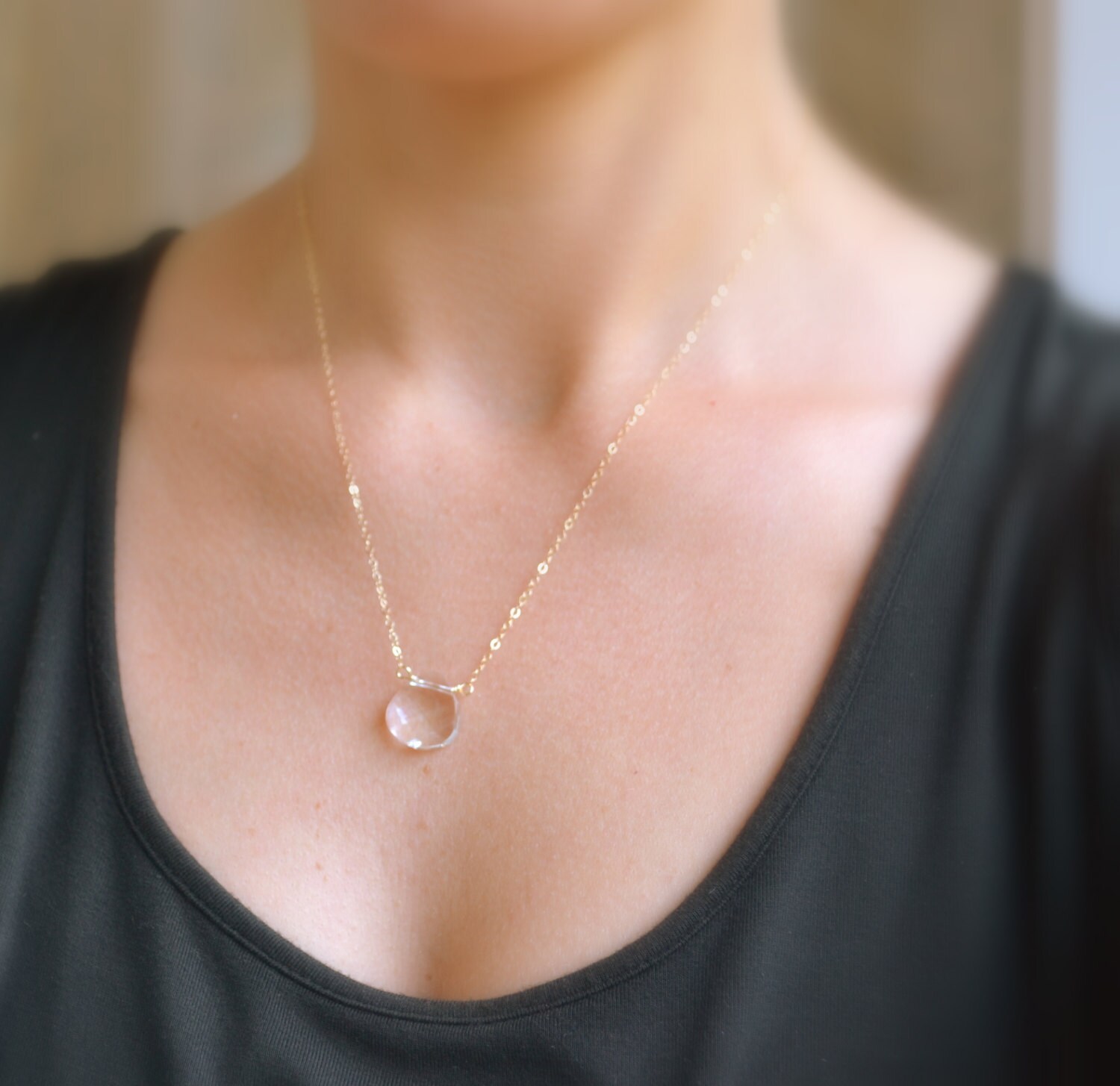 Crystal Clear 14K Gold Necklace 
