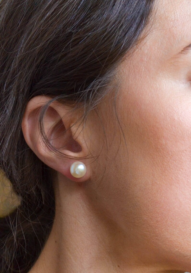 Large Real Pearl Stud Earring Freshwater Pearl Studs Real Etsy