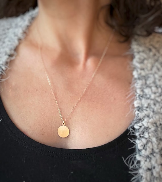 14K Gold Disc Charm Necklace