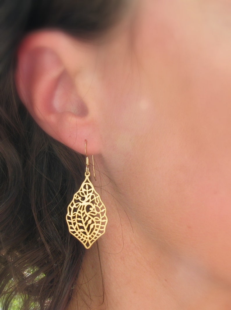 Matte Gold Moroccan Earrings 14K Gold Filigree Earring Gold Etsy