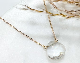 Pale Blue Swarovski Crystal Necklace on Gold Filled and Sterling Silver,  Faceted Crystal Teardrop Necklace, Wedding Bridesmaid Gift for Her
