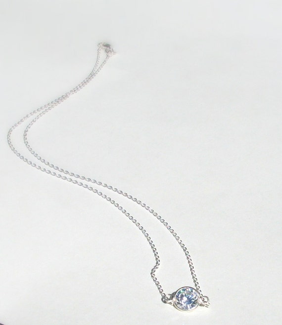 Floating Diamond Necklace Sterling 