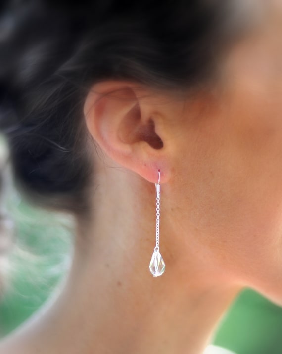 Manier schoorsteen vergaan Swarovski Crystal Tear Drop Oorbellen Sterling Zilver Lange - Etsy België