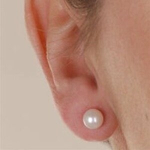 Tiny Round Pearl Stud Earrings in Gold Filled or Sterling Silver, Available in White or Ivory / Cream in 4mm or 6mm image 3