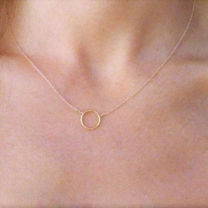 14K Gold Filled Circle Necklace, Gold Karma, Hammered Gold Circle Pendant, Sterling Silver Circle Jewelry Gold Layered Necklac