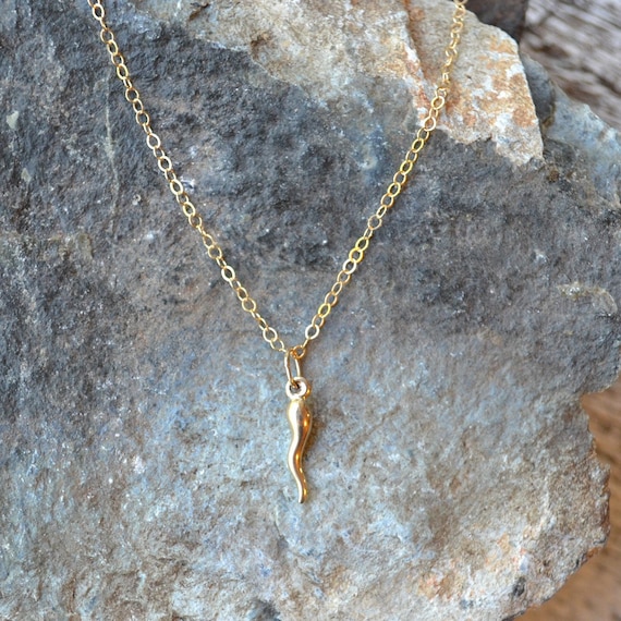 Tiny Italian Horn Necklace Gold Filled Gold Filled Pendant