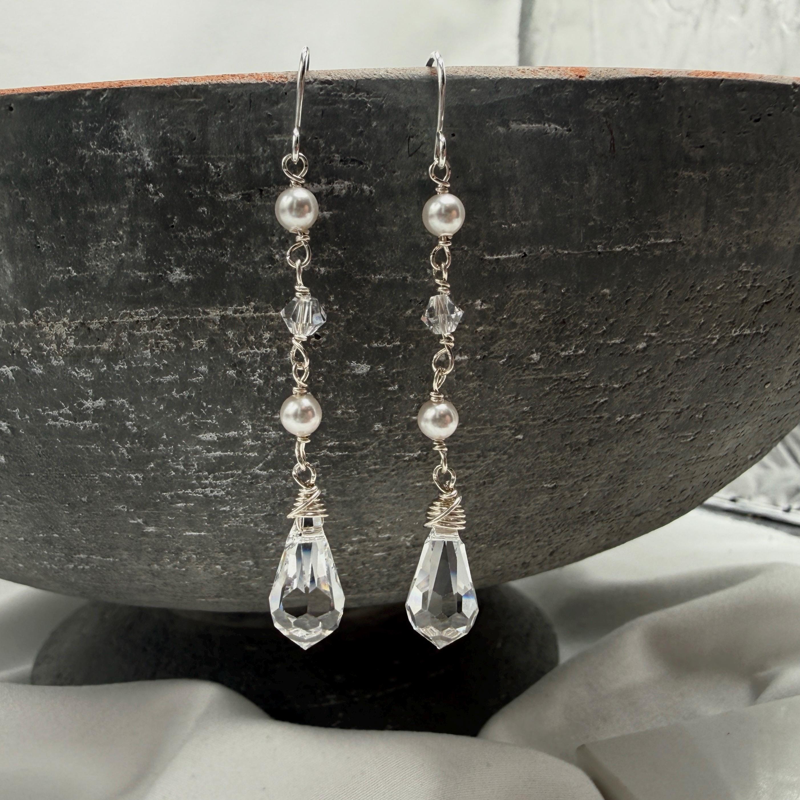 Pearl Crystal Drop Earrings