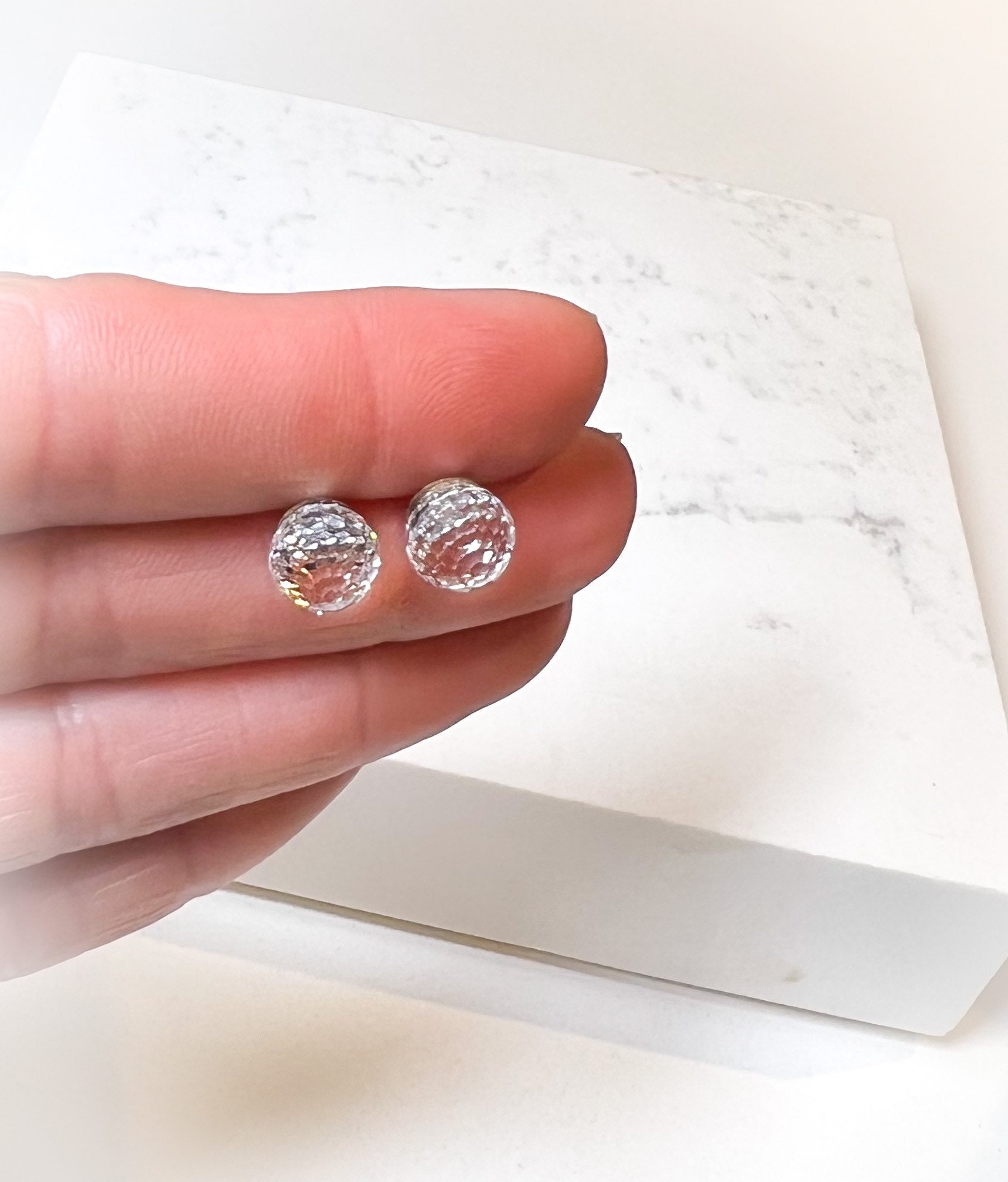 Swarovski Crystal Faceted Clear Crystal Golf Ball Stud Earrings