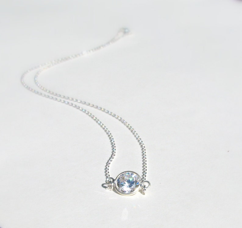 Floating Diamond Necklace Sterling Silver CZ Solitaire - Etsy