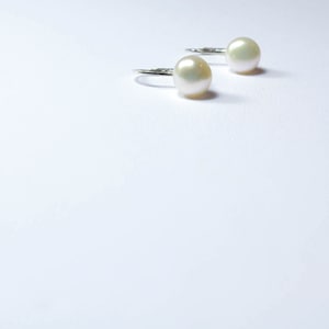 Leverback Freshwater Pearl Earrings in Sterling Silver or Gold, Real Pearl Latchback, Pearl Hook Back Earrings, Bridal Pearl Drop image 2