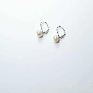Leverback Freshwater Pearl Earrings in Sterling Silver or Gold, Real Pearl Latchback, Pearl Hook Back Earrings, Bridal Pearl Drop image 3