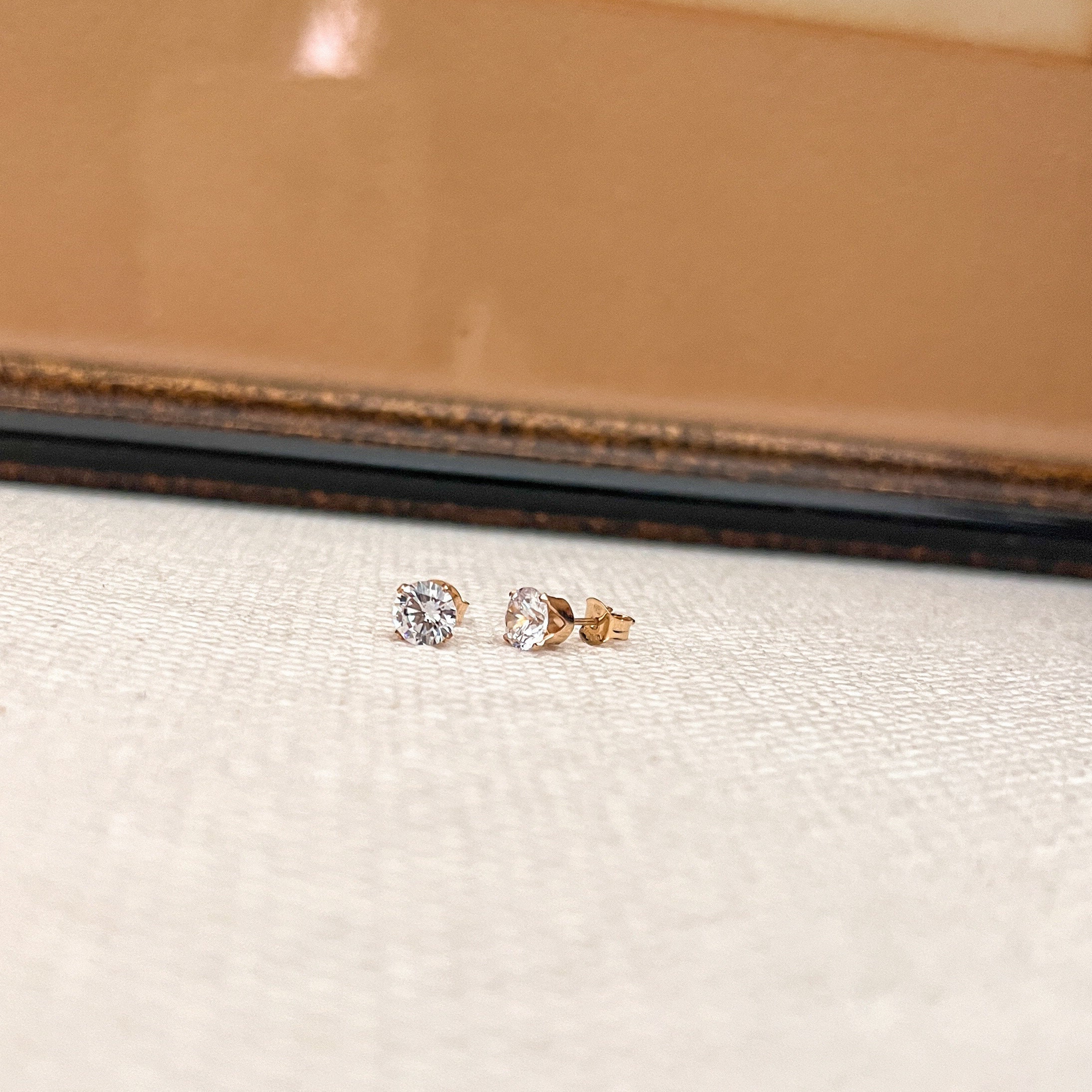 Buy Gold Filled or Silver 6mm Diamond CZ Stud Earrings, Round CZ