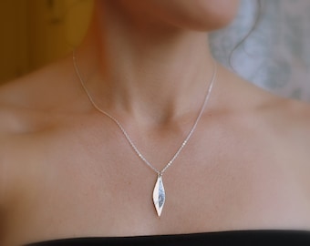 Gold or Silver Leaf Charm Necklace, Long Leaf Pendant Necklace, Fall Jewelry, Autumn Wedding Gift