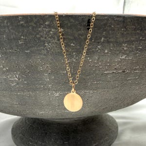 Matte Disc Circle Pendant in Gold Filled or Sterling Silver, Small Circle Charm Necklace, Gift for Her