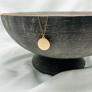 Large Satin Circle Pendant Necklace in Gold Filled or Sterling Silver, Matte Round Disk Charm medallion Necklace, Gift for Her