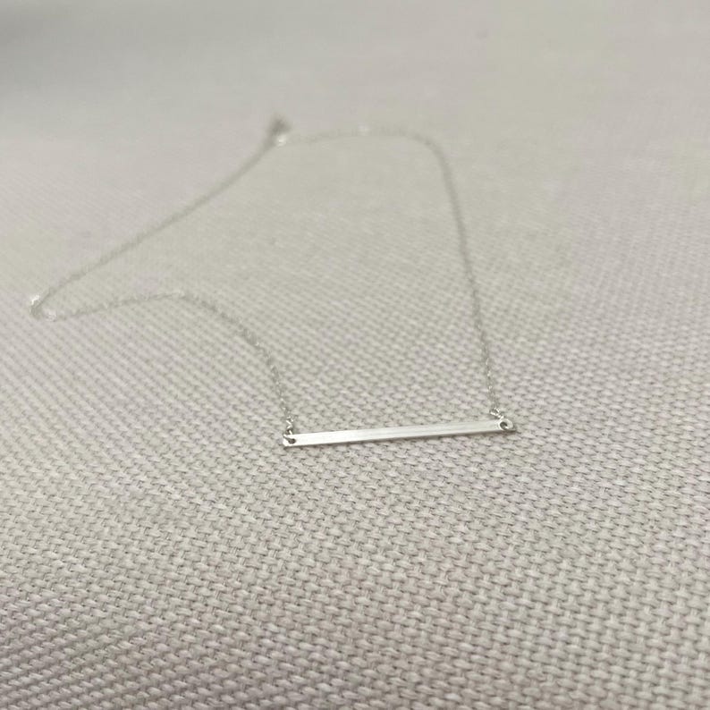 Minimalist sterling silver necklace gift for her, dainty bar necklace simple elegant jewelry gift idea for everyday wear