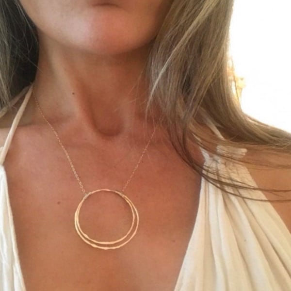 Gold Circle Necklace Etsy