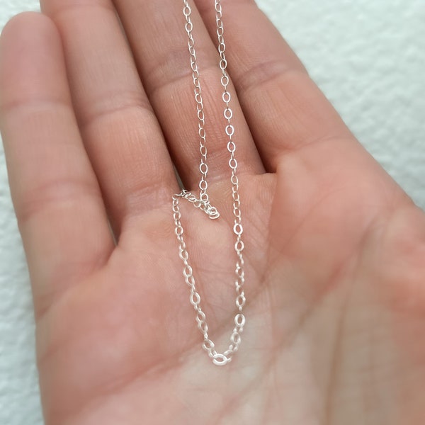 Simple Adjustable Chain Necklace in Gold Filled or Sterling Silver 16 or 18 inch, Thin Chain Only Necklace, Delicate Whisper Chain