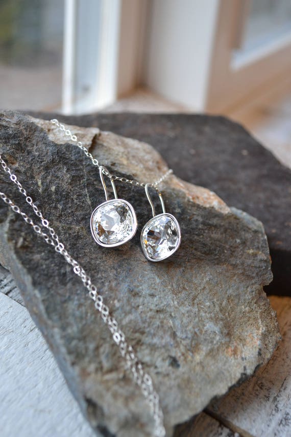 Swarovski Crystal Drop Earrings - Swarovski Crystal Wedding Earrings