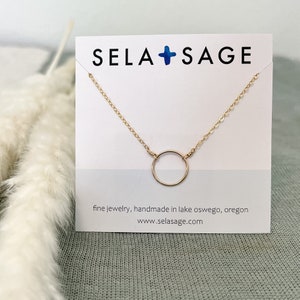 14K Gold Filled Circle Necklace, Gold Karma, Hammered Gold Circle Pendant, Sterling Silver Circle Jewelry Gold Layered Necklac