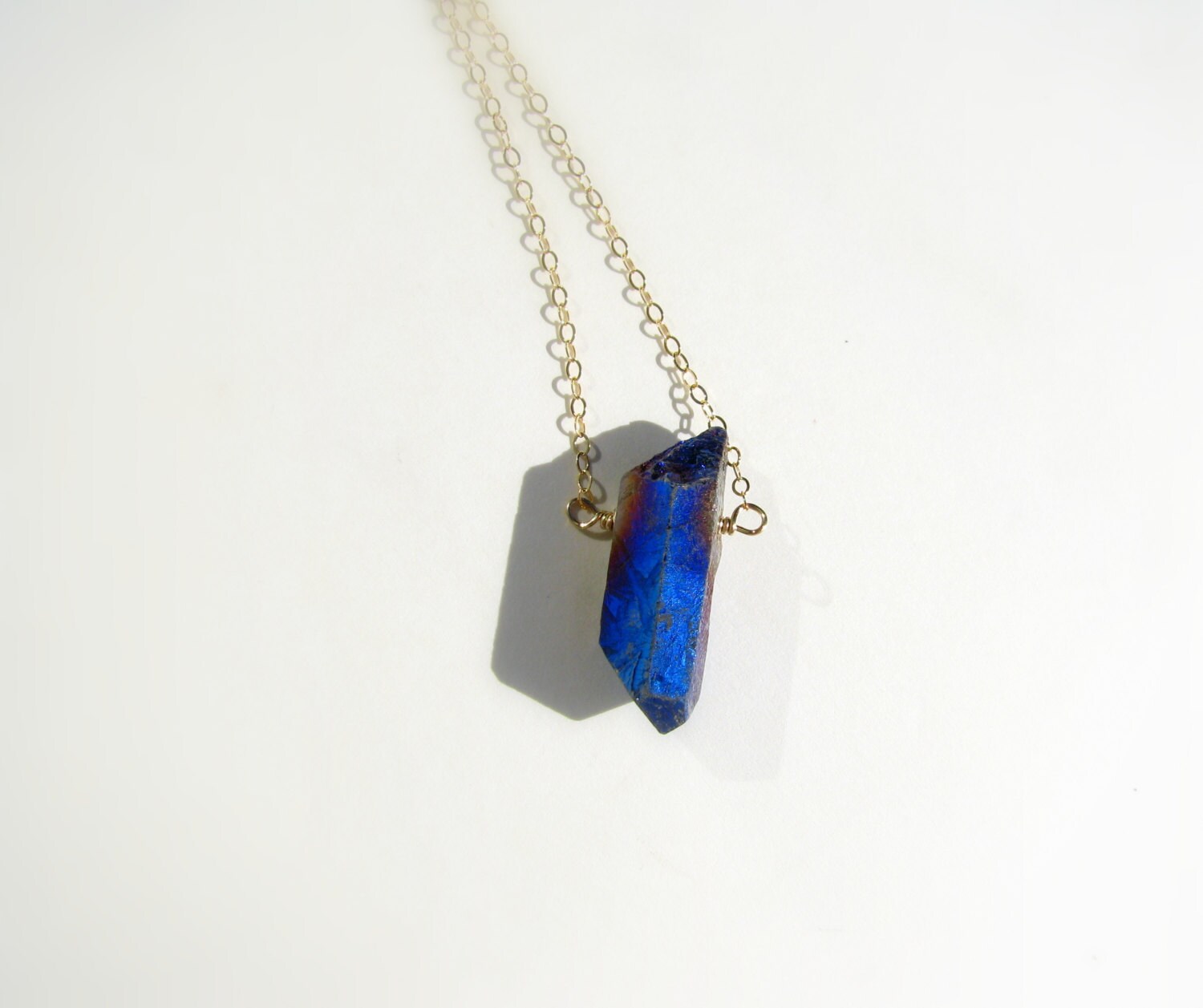 Layered Raw Crystal Necklace Blue Quartz Pendant Aura - Etsy