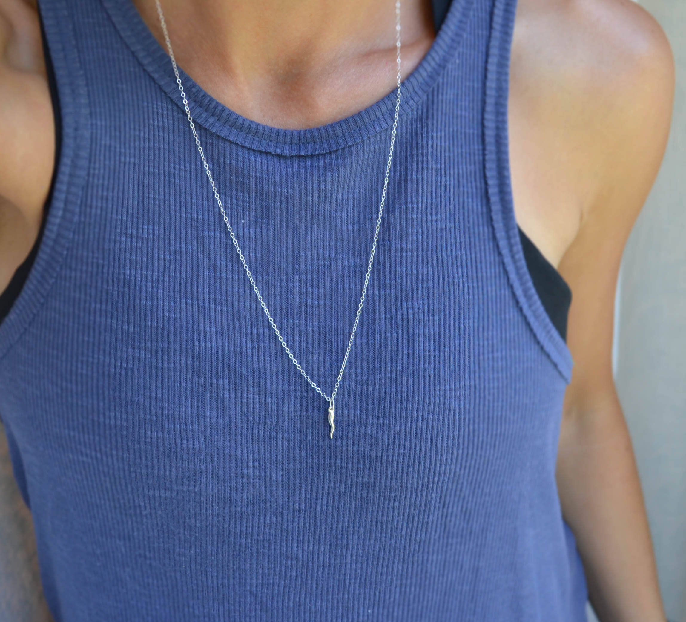 Tiny Italian Horn Necklace Sterling Silver Horn Dainty Horn Etsy