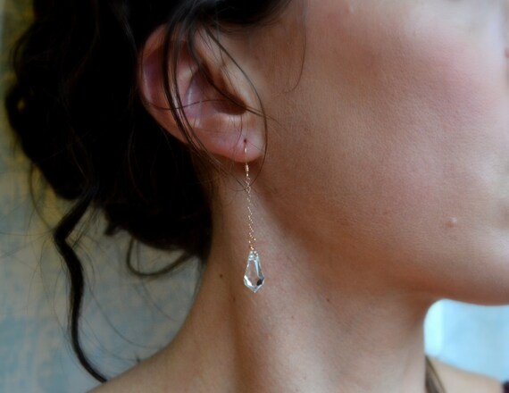 14K Rose Gold Swarovski Crystal Tear 