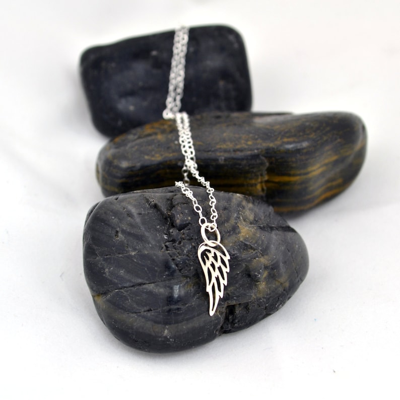 Tiny Angel Wing Necklace Sterling Silver Angel Wing Necklace Etsy