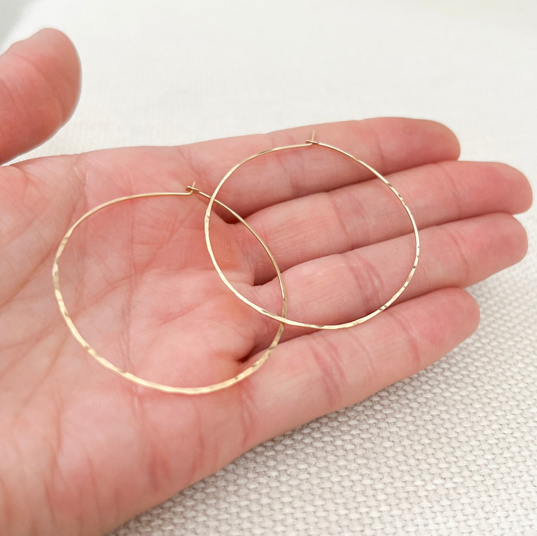 Thin Gold Hoop Earrings, Lightweight Large Hoop Earrings, Gold Filled