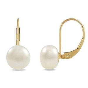 Leverback Freshwater Pearl Earrings in Sterling Silver or Gold, Real Pearl Latchback, Pearl Hook Back Earrings, Bridal Pearl Drop image 4