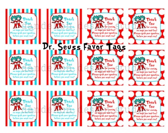 PRINTABLE Party OR Favor Tags - Dr Seuss Party Collection - Dandelion Design Studio