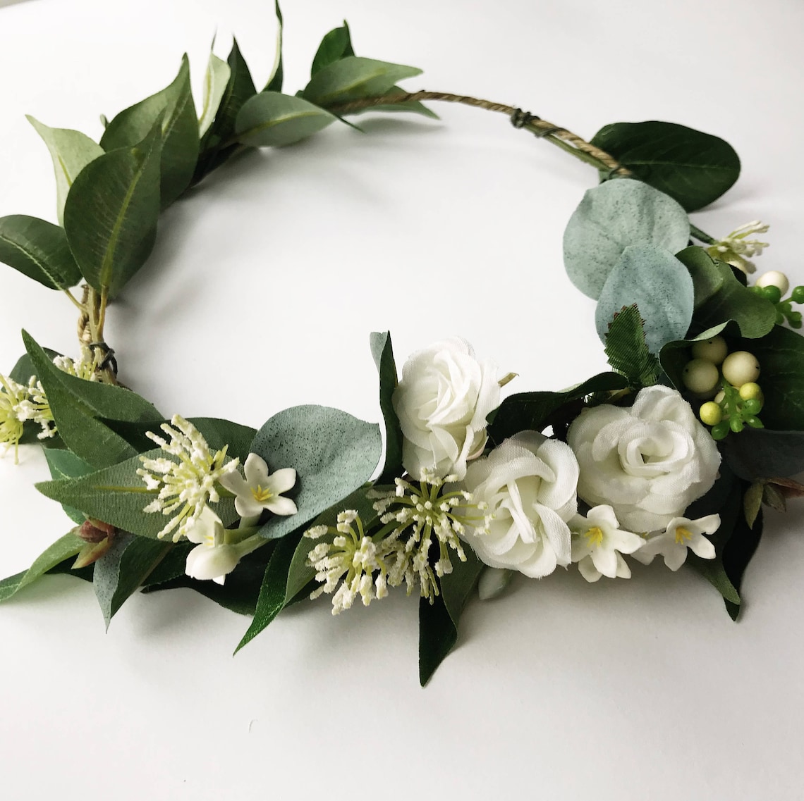 Winter Flower Crown Bridal Flower Crown Simple Green and Etsy